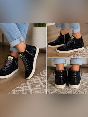 P448 Women's S23 Skate BL Lace Up Zip High‎ Top Sneakers Leopard/Pail
Size 7
